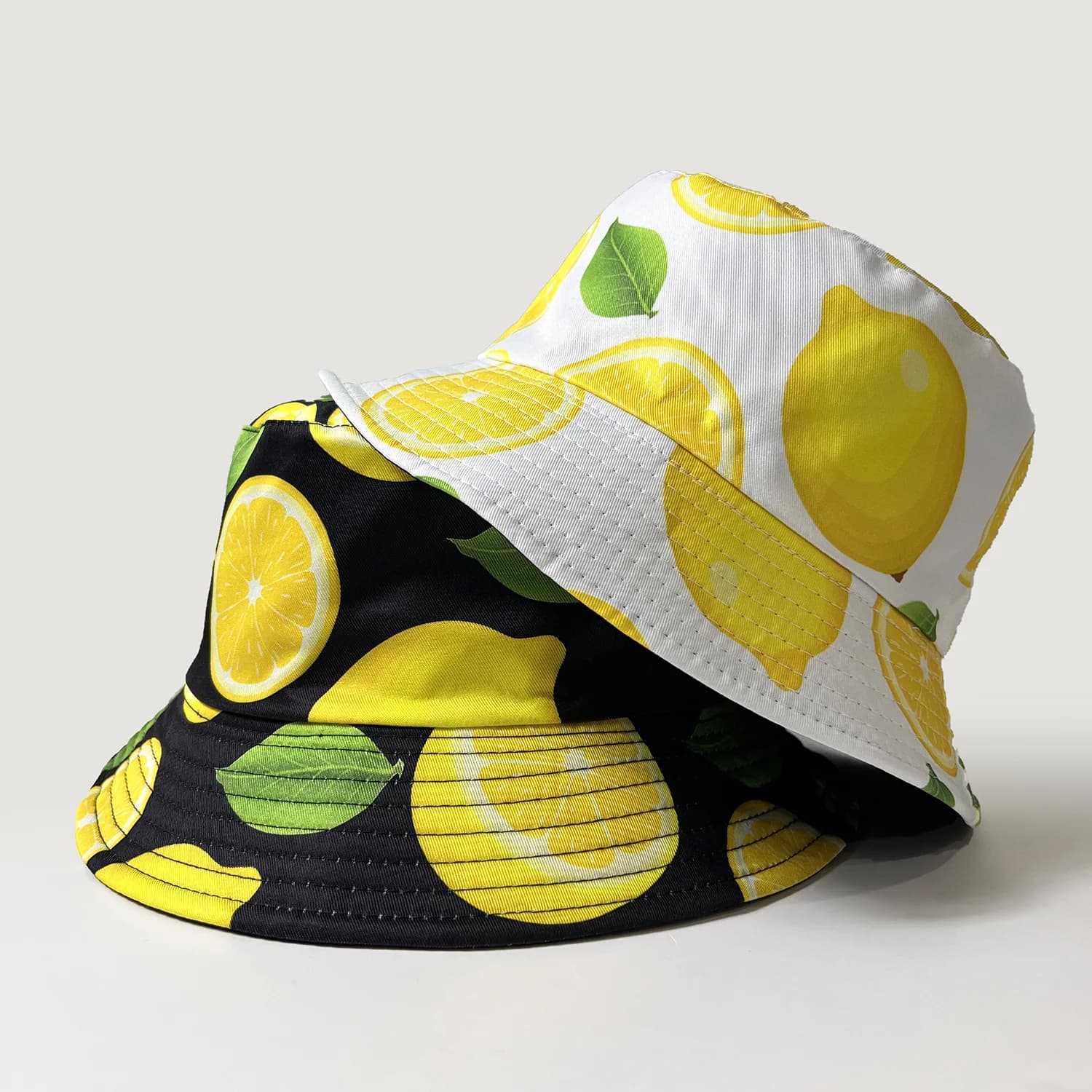 Secchiello hats with Motivo Limoni for Women and Men, Reversible Fishing Hats for Outdoors with Solar Protection, Panama Hip Hop Female Sun Hats