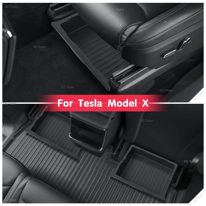 Cassetto portaoggetti sotto il sedile per Tesla Model X, in TPE, a scomparsa, accessori interni auto ModelX 2023