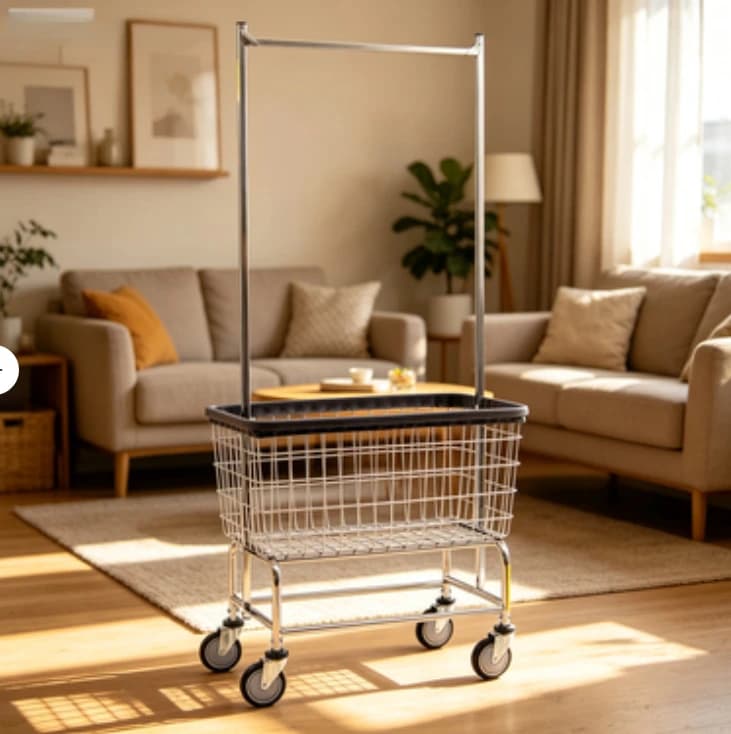Carrello per Lavanderia Extra Large in Acciaio Rinforzato con 5 Ruote, Cesto per Lavanderia Commerciale, Divani Bean Bag