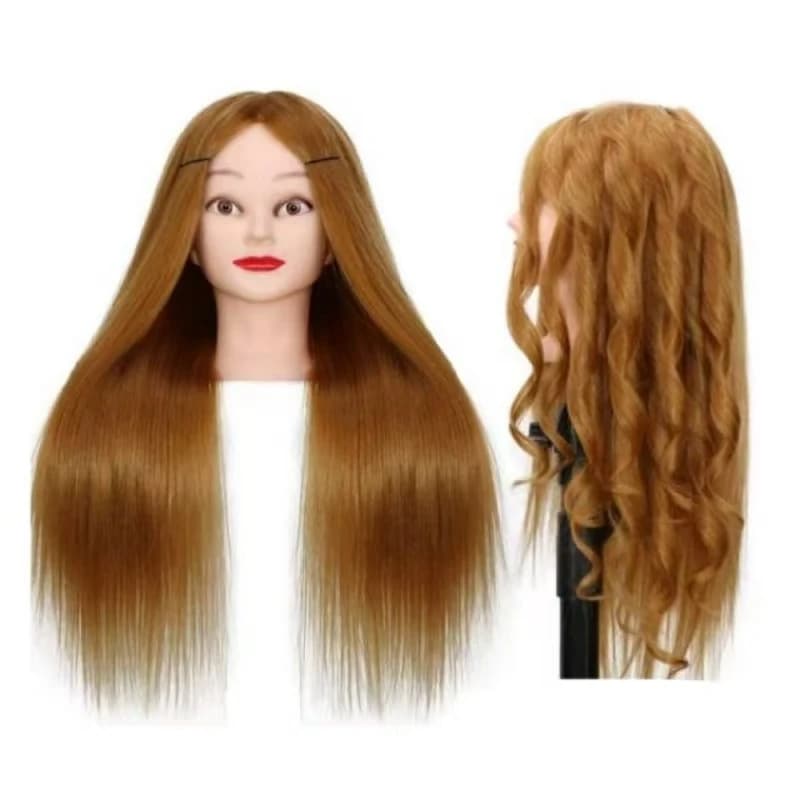 Manichino Head with 80% Veri Hair for Hairstyles, Professional Training Kit, Styling Practice with Iron Hair Clips and Plate