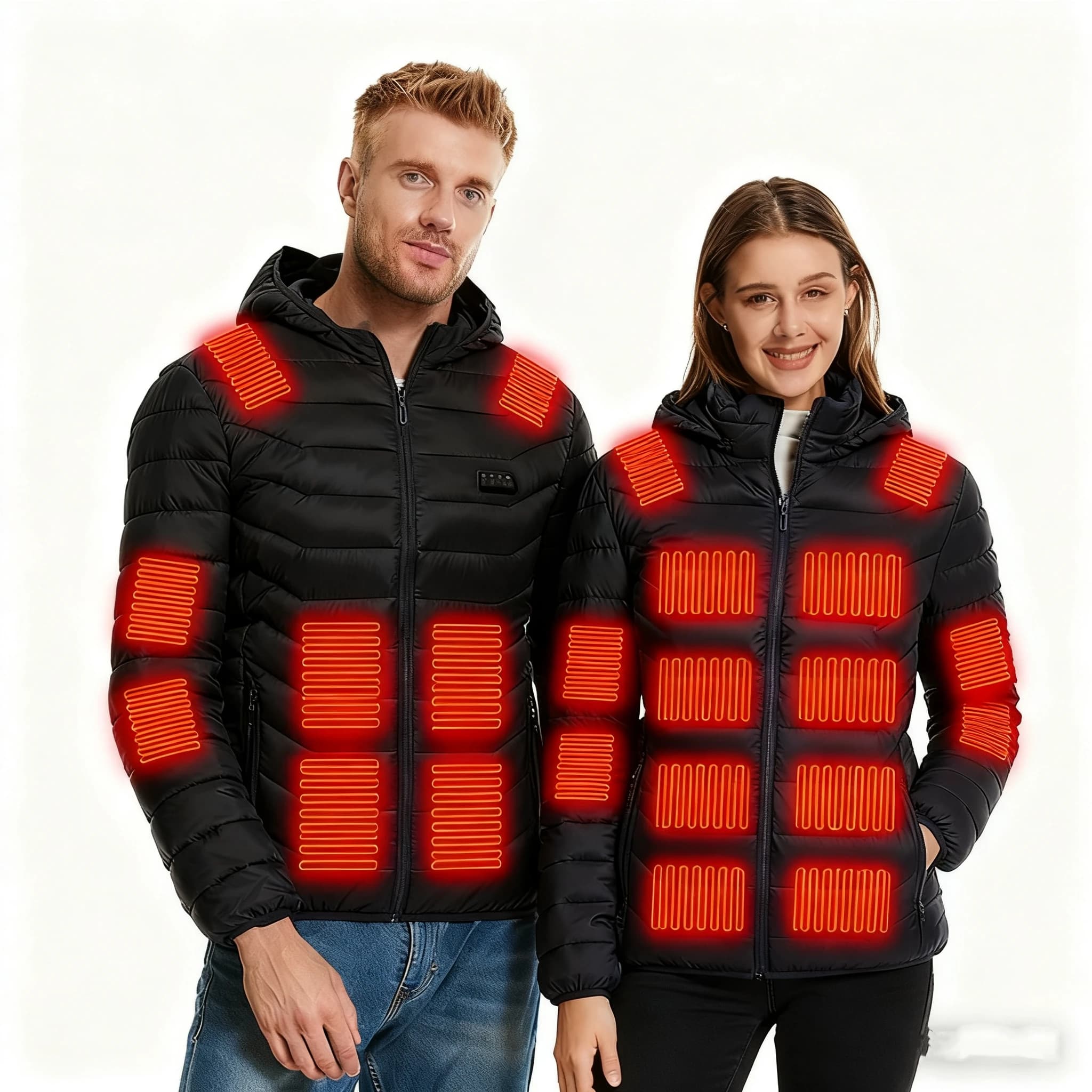 Giacche riscaldanti USB Parka da uomo intelligente Termostato caldo invernale Abbigliamento riscaldato con cappuccio in puro colore Giacca imbottita calda maschile