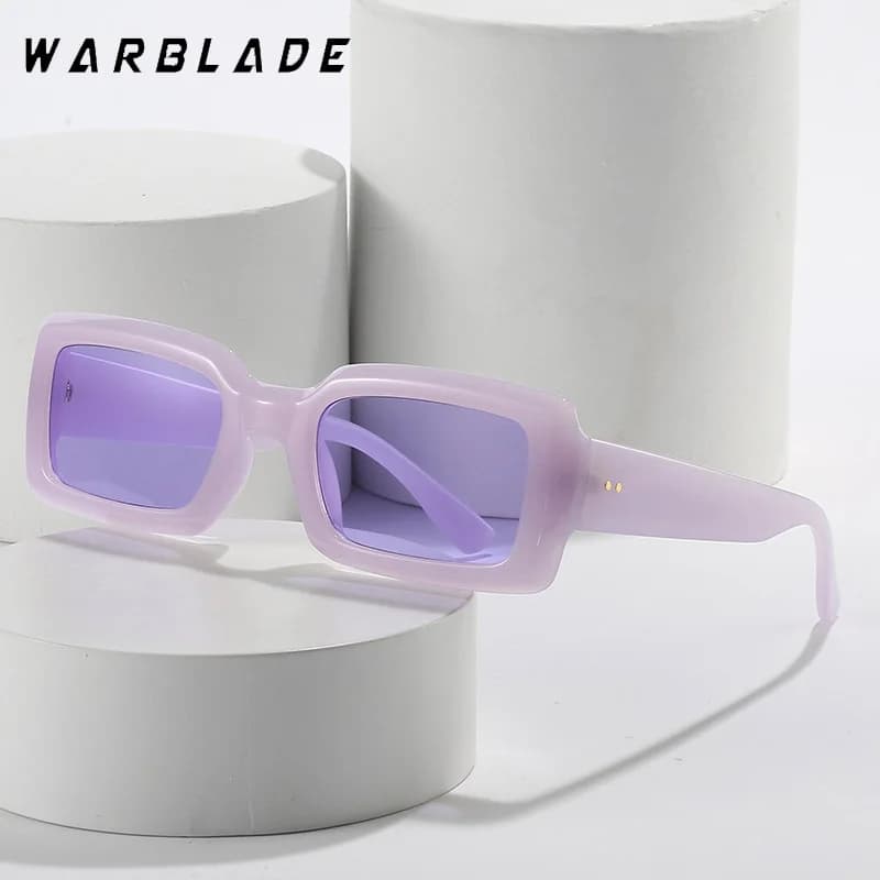 New Popular Fashion Women Men Square Trendy Jelly Color Eyewear Purple Sun Glasses Men's Shades Small Rectangle Sunglasses UV400