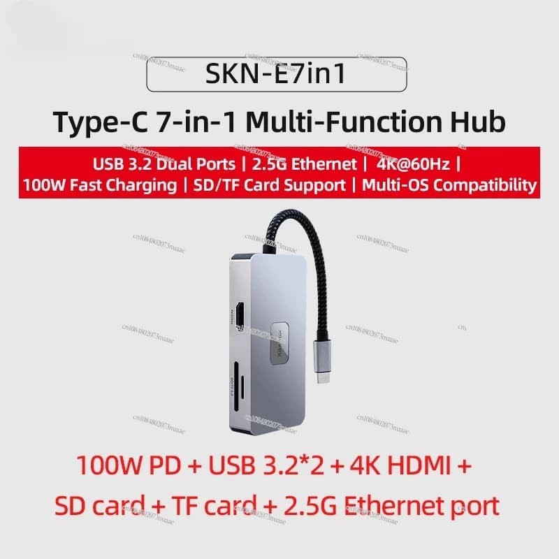 XikeStor Docking station 7 in 1 da tipo C a 2,5G LAN/USB3.2/SD/TF/4K60Hz HDMI/PD100W Ricarica rapida Tablet Telefono Laptop MAC ecc.