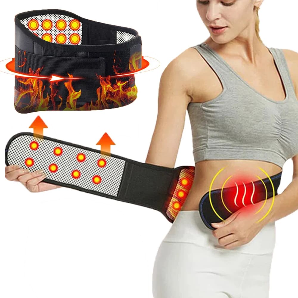 Cintura di supporto per tutore per la schiena inferiore con riscaldamento regolabile da 1 pezzo con terapia magnetica per alleviare il dolore - Fascia per la vita lombare riscaldata