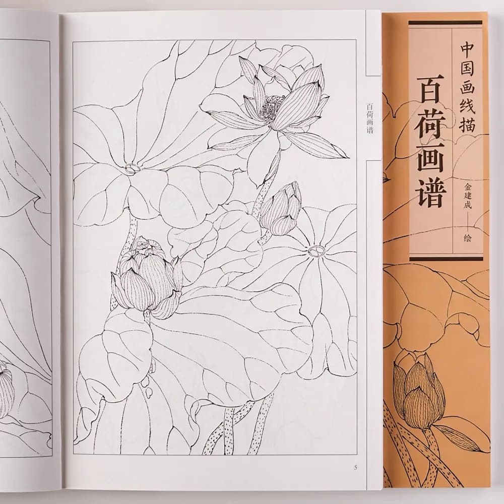 Baihe Painting Manual Coloring Book Easy and Simple Designs for Relaxation Chinese Line Drawing Book