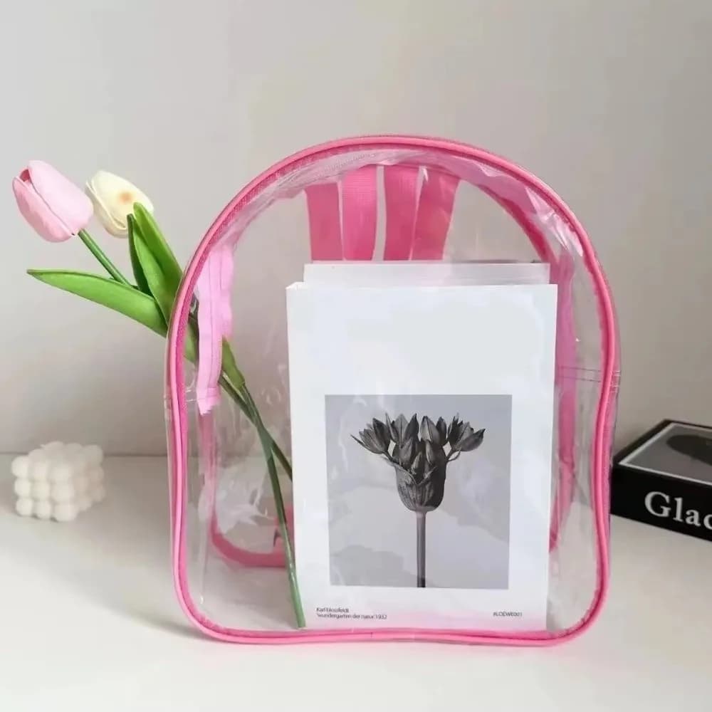 PVC Children Backpack Double Shoulder Design Snack Storage Transparent Backpack Toy Storage Zipper Closure Storage Gift Bag