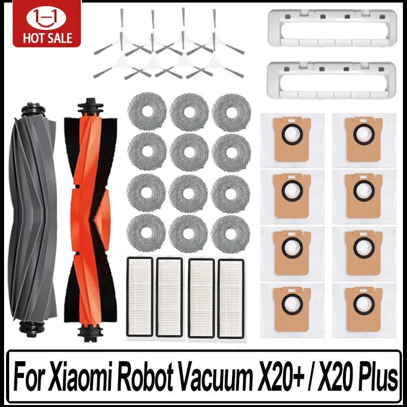 For Xiaomi Robot Vacuum Cleaner X20 + / X20 Plus Powder Bag Mop Fabric Accessories Main Side Brush Filter Spare Parts Hepa