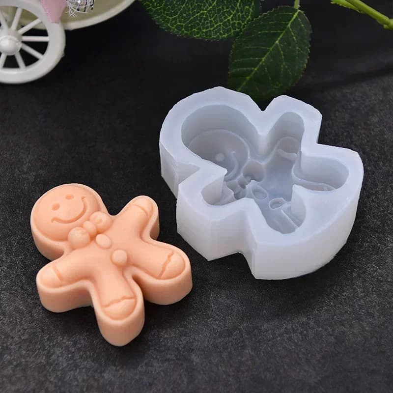 Simpatico piccolo omino di pan di zenzero Stampo in silicone Nuovo pan di zenzero Torta di caramelle Stampo per candele fai da te Regalo di festa Strumento di decorazione natalizia
