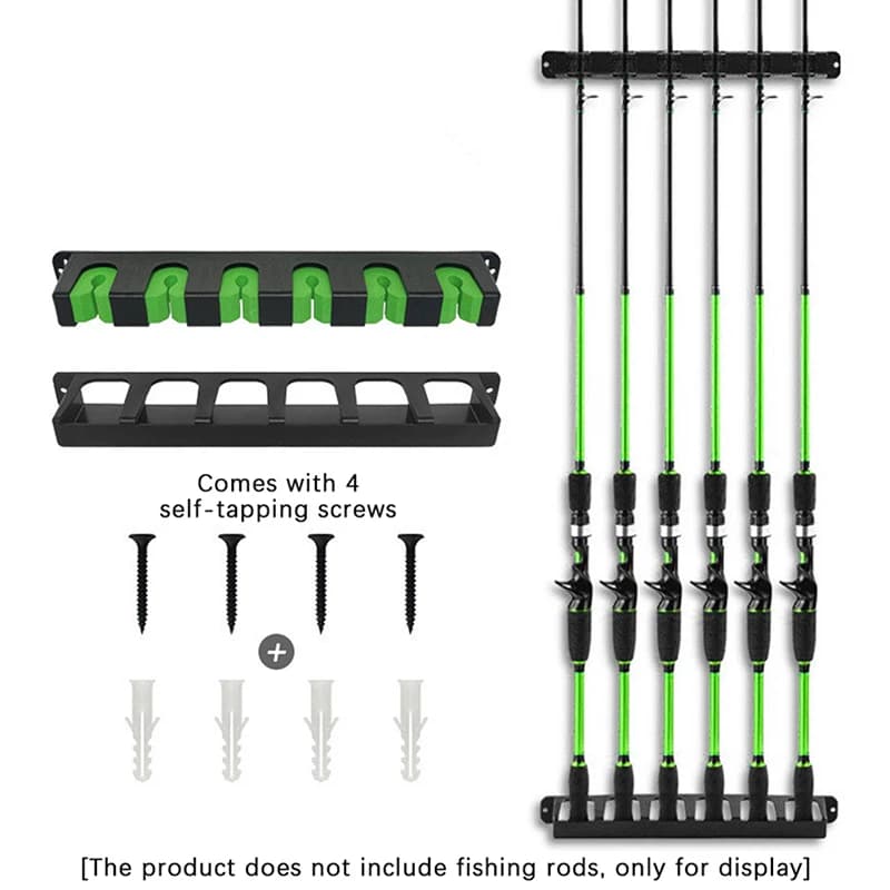 New Fishing Rod Holders 6-Rod Rack Vertical Pole Holder Wall Mount Modular For Garage Fishing Pole Display Stand Fixed Frame
