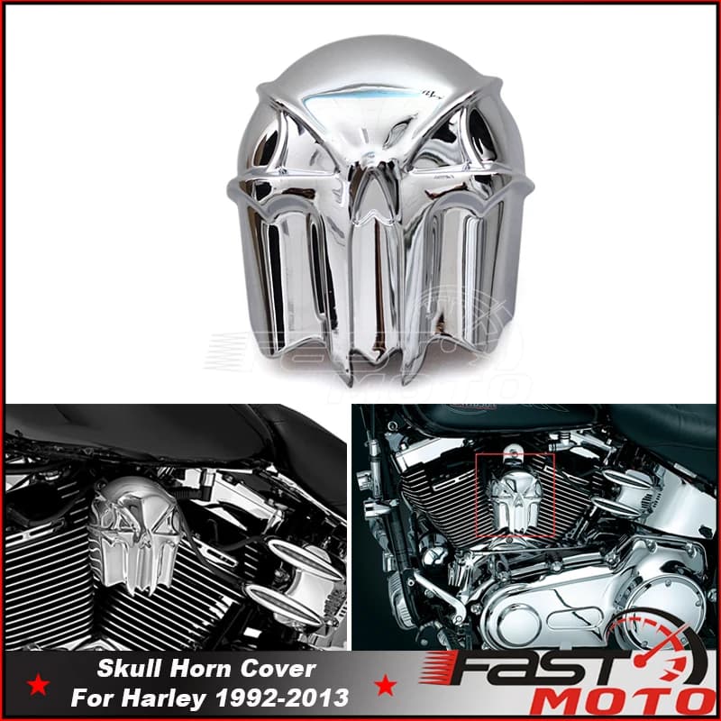 Moto Teschio Tromba Corno Copertura Per Harley Touring Road King FLHR/I Street Glide Electra Glide FLHT Dyna Softail 1992-2013