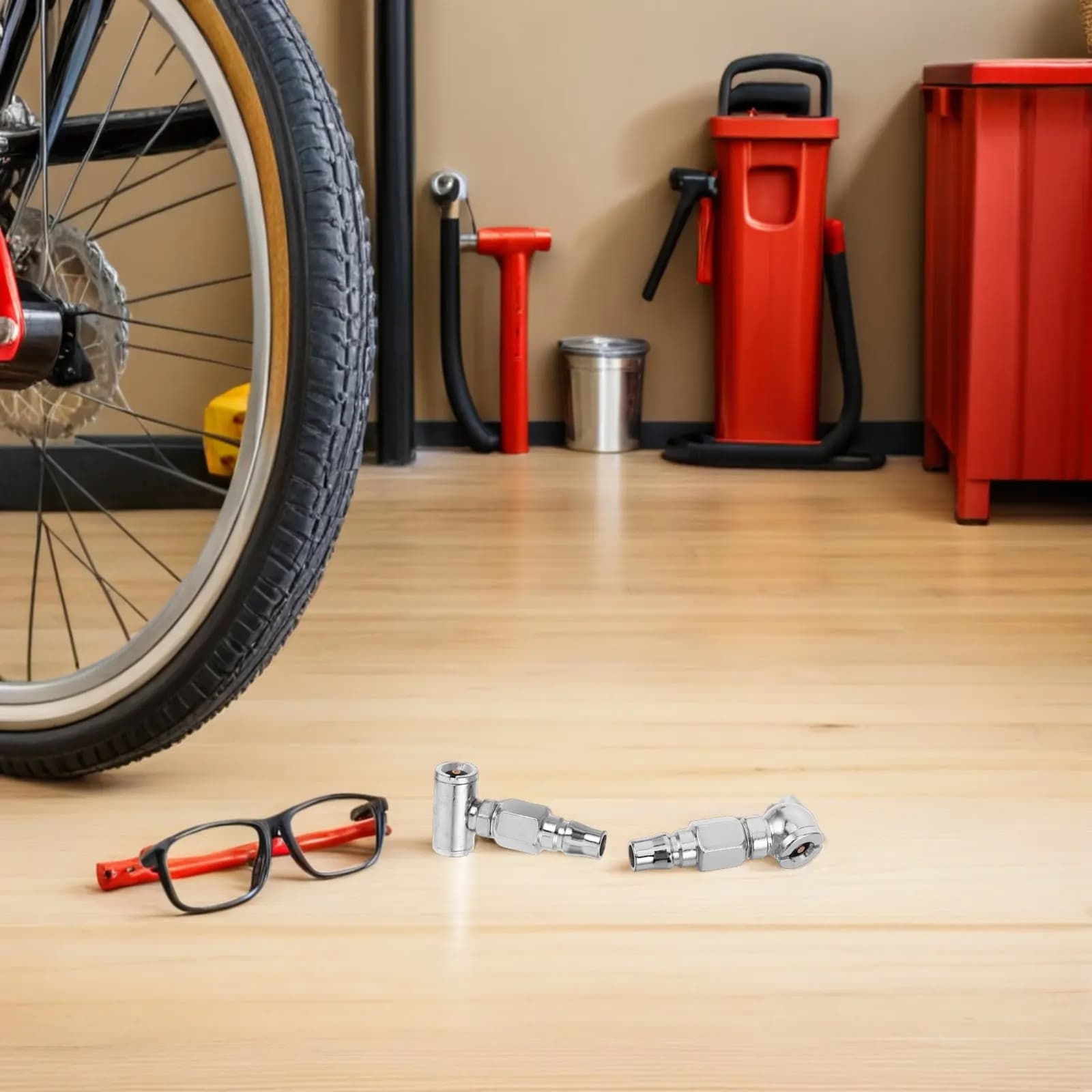Set di 4 Ugelli Universali per Gonfiaggio Pneumatici, Connettore Rapido a Doppia Testa per Moto e Biciclette