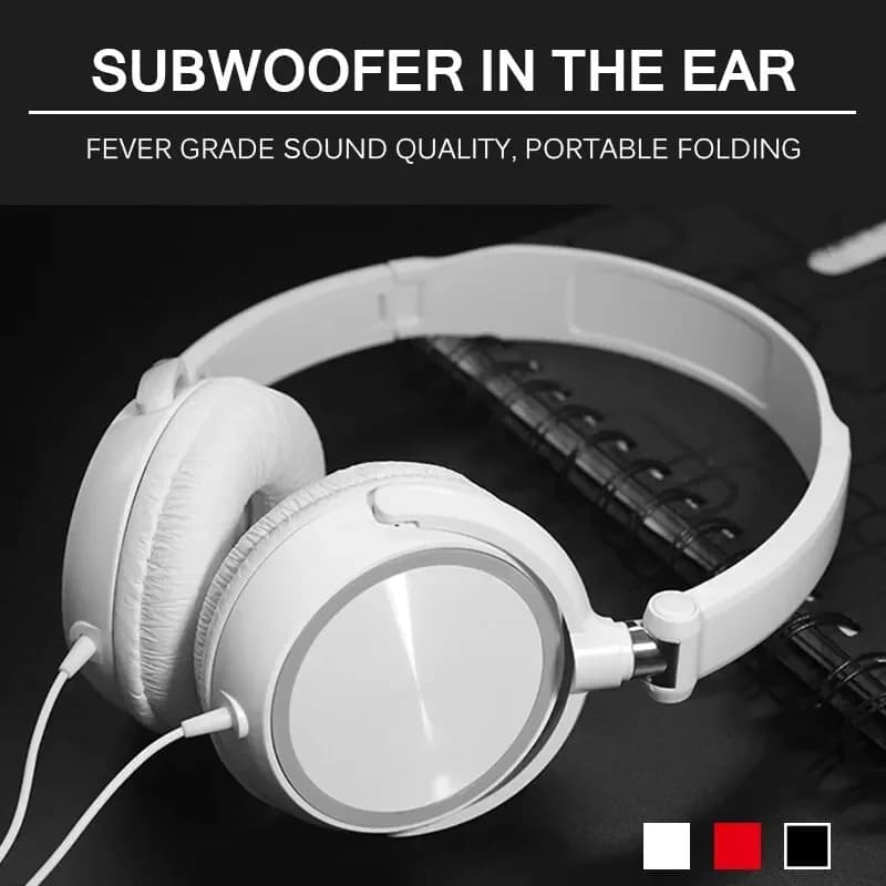3 5mm Bass Wired Headphones Foldable Stereo with Microphone Adjustable Headphones Suitable for PC Mp3 Auricolari Game Accessories