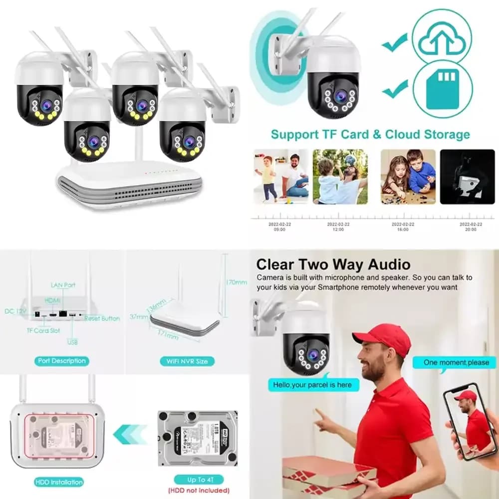 Kit Telecamera IP PTZ 4CH 4MP con Visione Notturna e Audio Bidirezionale per HIKWIFI, per Sistema di Sicurezza Domestica WiFi OEM ODM