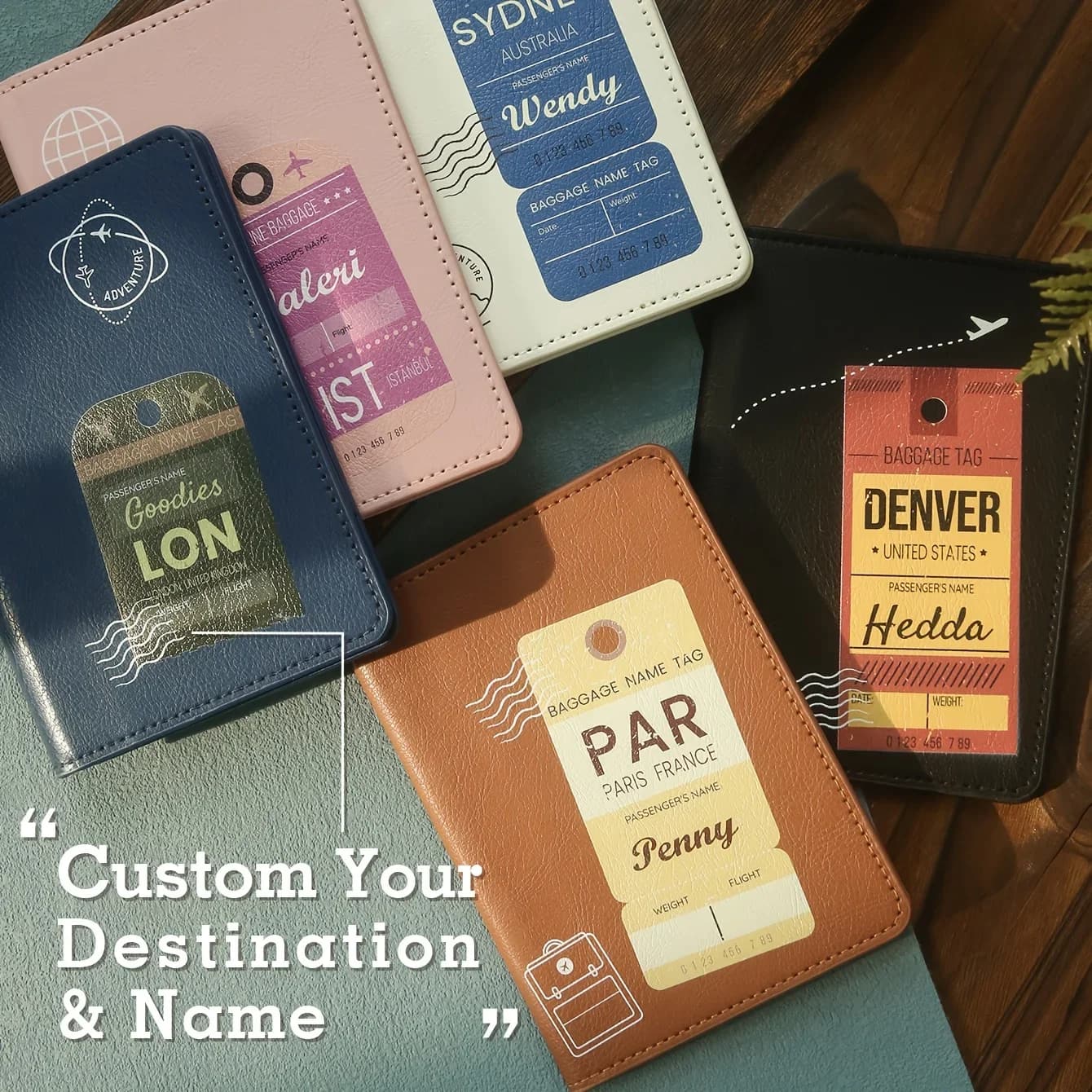 Customized Name Destination Passport Cover Personalized Retro Faux Leather Passport Holder Unique Document Travel Card Holder