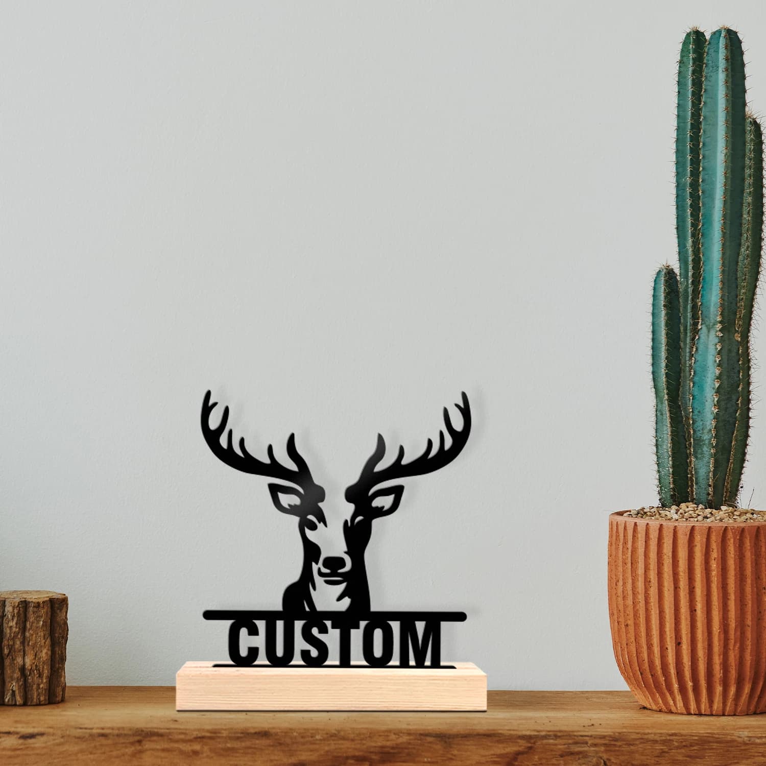 1pc Metal Desktop Ornaments and Decorations Customizable Content Equipped with Wooden Base Perfect for Home or Office Decoration
