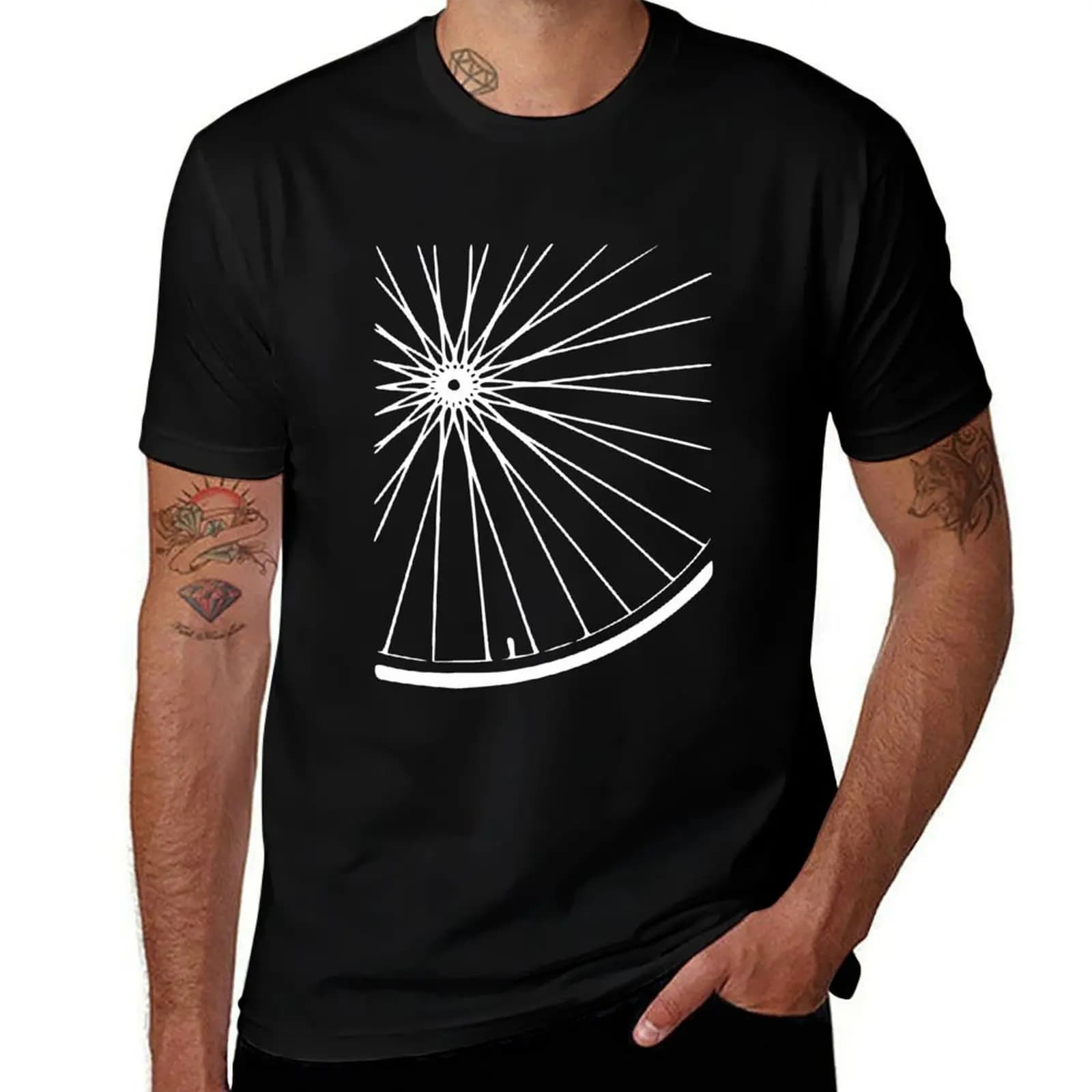 T-shirt con stampa ruota di bicicletta, casual, ampia, per tutti i giorni