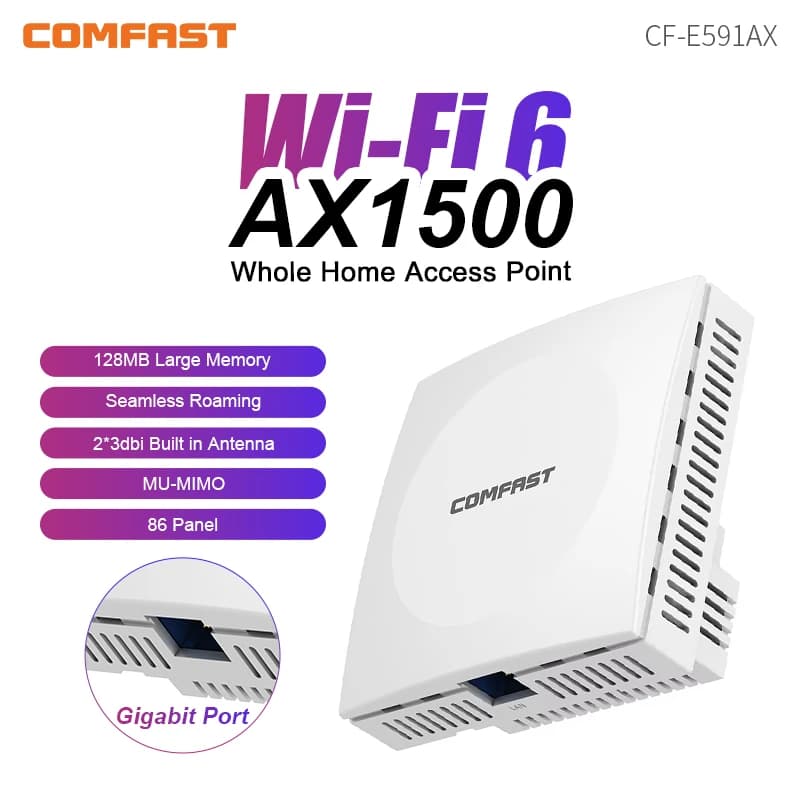 Comfast AX1500 WiFi6 Mesh Router Dual Band WiFi 6 Gigabit Router Wireless 2.4G e 5.8G Porta WAN/LAN Home Mesh Wifi Ripetitore Router