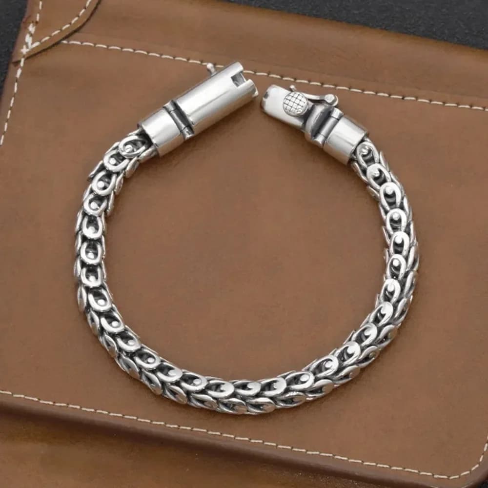 S925 Sterling Silver Tyrannosaurus Scale Bracelet Men's Vintage Luxury Trend Personalized Jewelry