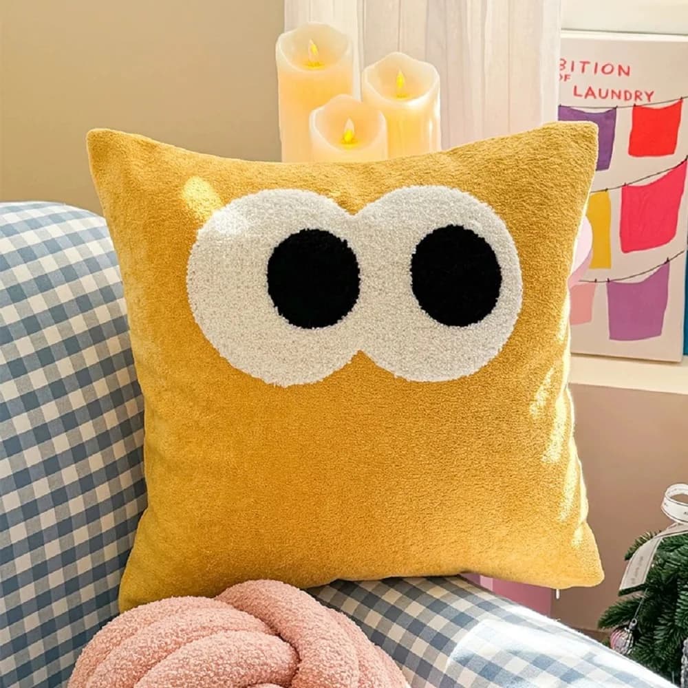 Cuscino Decorativo 45x45CM Giallo Dopamina per Divano Soggiorno, Cuscino da Letto per Ragazze, Federa Senza Imbottitura per Arredamento Casa