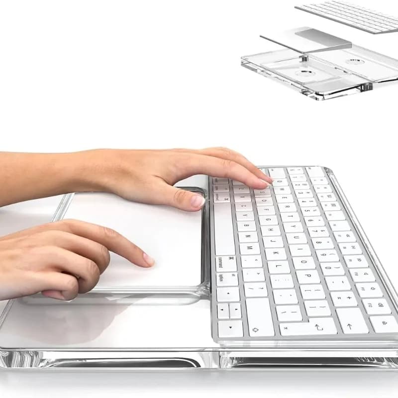 Poggiapolsi per iMac 2023 Magic Trackpad 2/3 Tastiera con Touch ID Stazione di supporto in acrilico numerico Staffa in cristallo trasparente