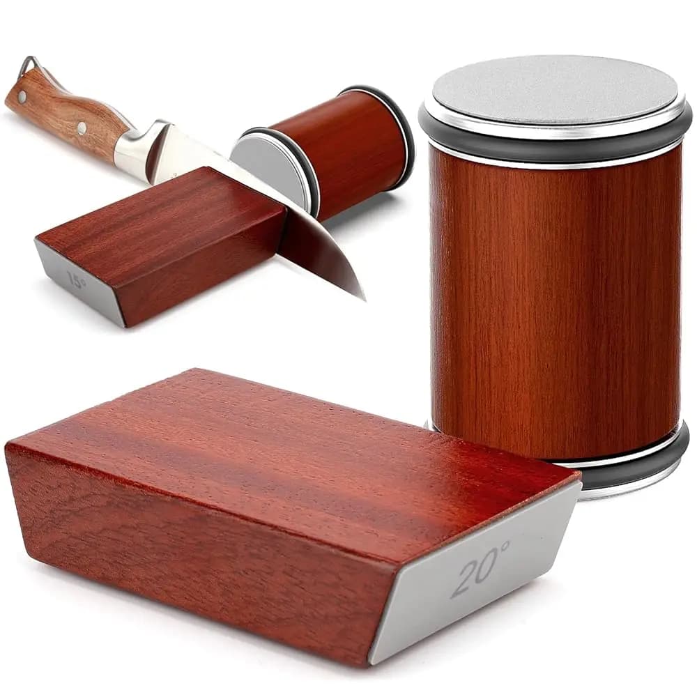 Affilacoltelli a Rotazione per Bordi Affilatissimi, Kit Semplice per Affilare Coltelli da Cucina per Acciaio di Qualsiasi Durezza, 15 e 20 Gradi