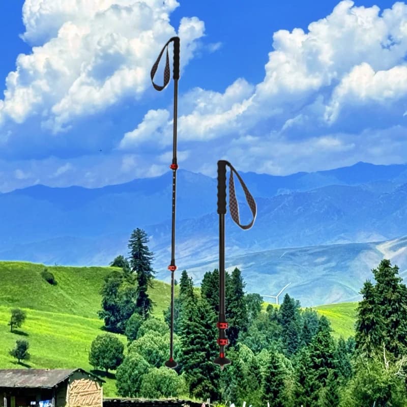 Bastone da trekking da esterno in fibra di carbonio da 50-120 cm Bastone da trekking regolabile telescopico leggero per arrampicata in campeggio Viaggio in montagna