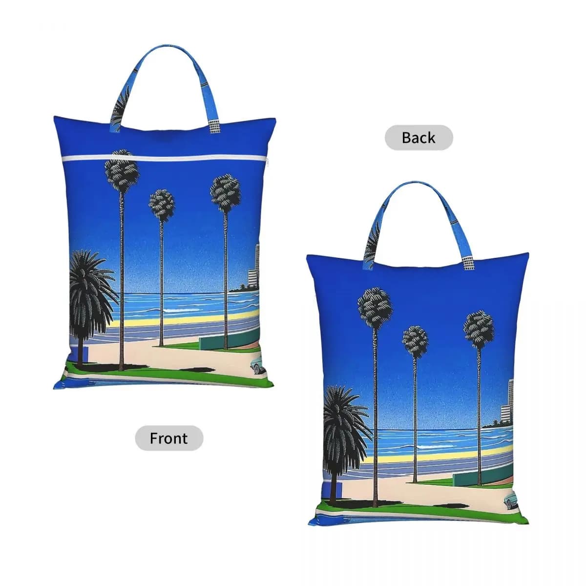 Hiroshi Nagai Vaporwave Travel Laundry Bag Waterproof Reusable Dirty Clothes Pouch Gym Yoga Vacation Washing Basket