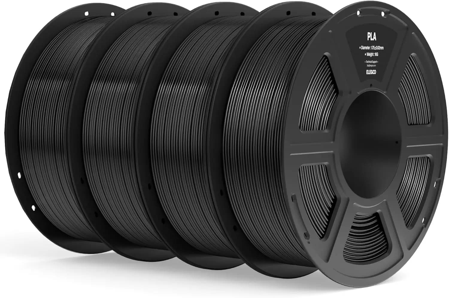 Filament PLA Black Premium from 1.75 mm, 4 kg with +/-0.02 mm accuracy, compatible with most FDM 3D printers