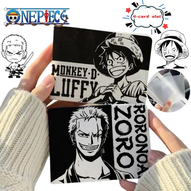 One Piece Luffy Zoro Cartoon Black and White Manga Driver's License Protective Cover Two-in-One Creative Personalized Card Case