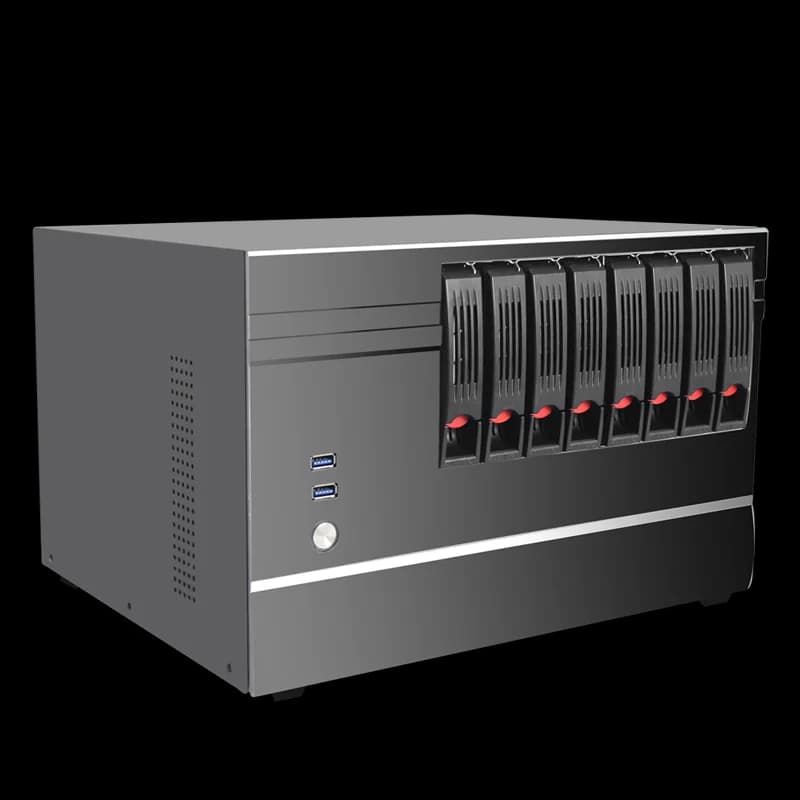 Case NAS Personalizzabili a 8 Bay per Server di Archiviazione, Case per Computer NAS con Alimentatore Incluso