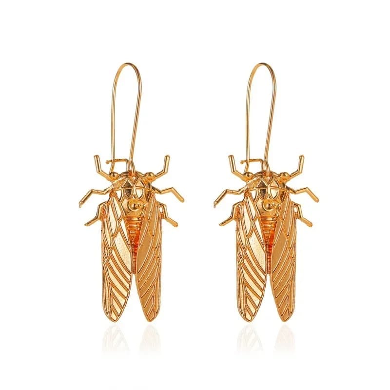 New Creative Insect Golden Personalized Long Style Cicada Earrings