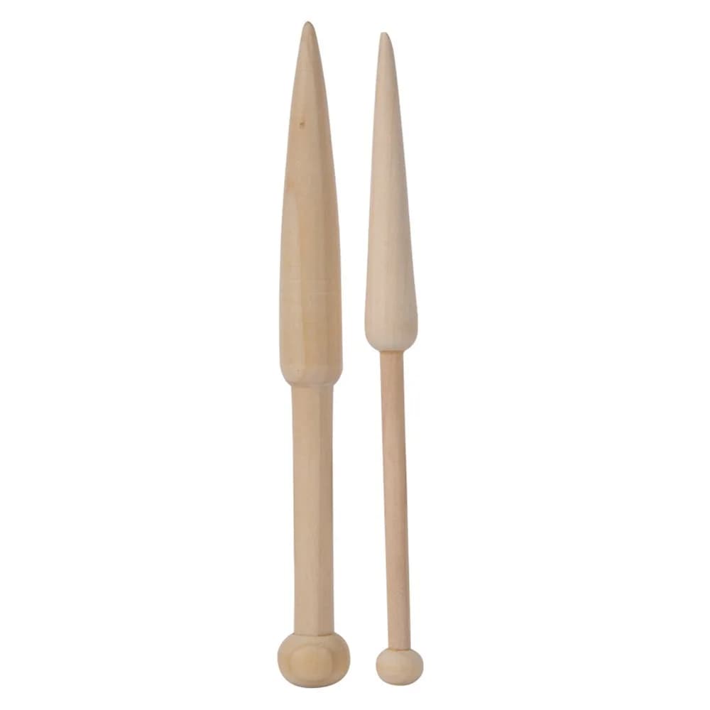 2Pcs Practical Beech Wood Weaving Tool Single Head Design Wooden Knitting Needles Wood Stick DIY Home Woven