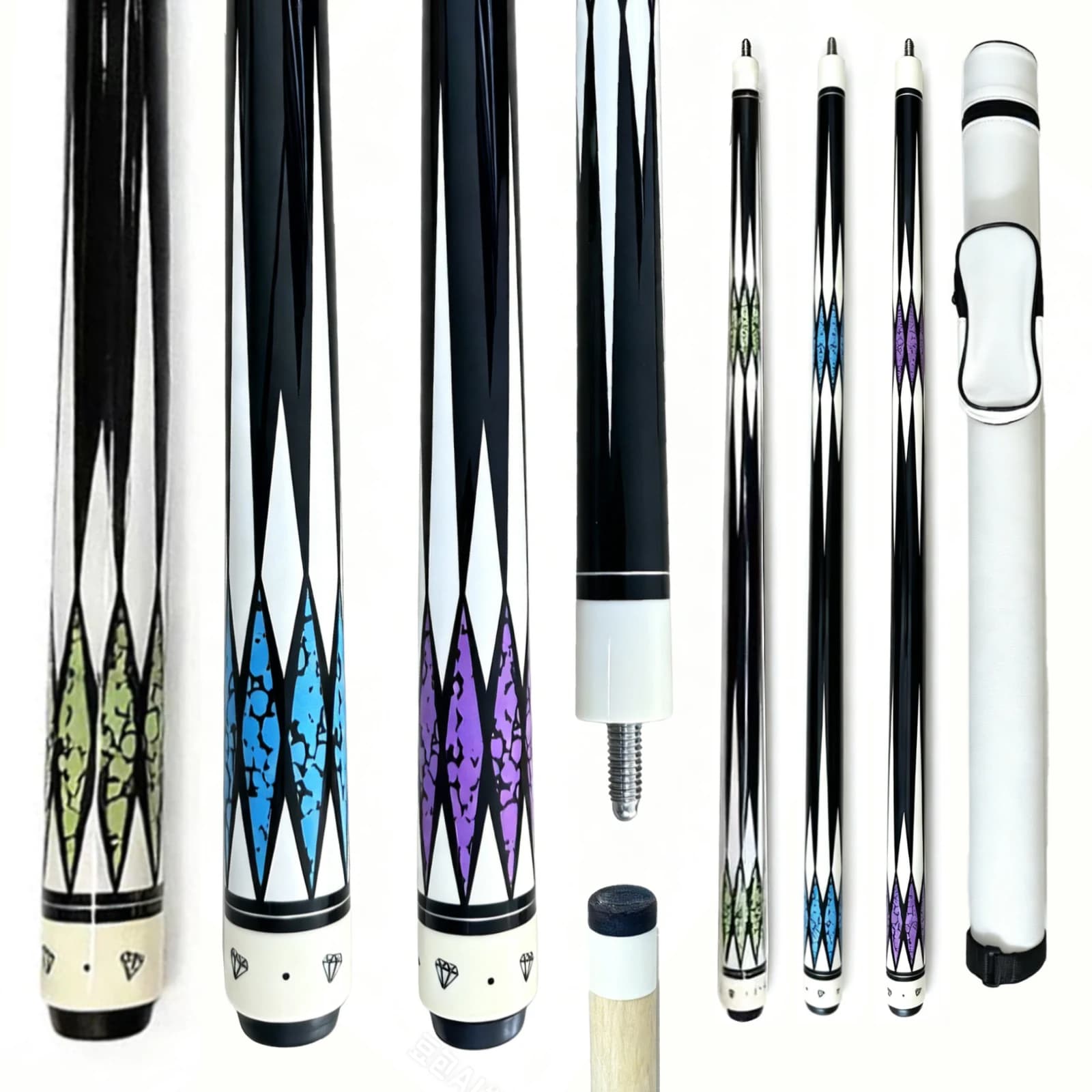 Set di stecche da biliardo di alta gamma con finitura lucida, ideale per gli appassionati di biliardo.