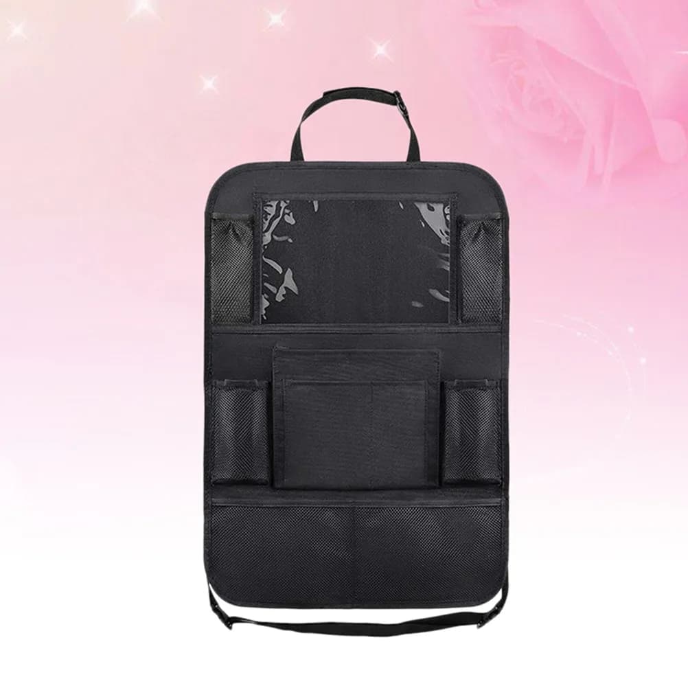 Organizer per Sedile Posteriore Auto in Tessuto Oxford, 2 Pezzi, Borsa Multi-Tasca per Viaggio, Nero