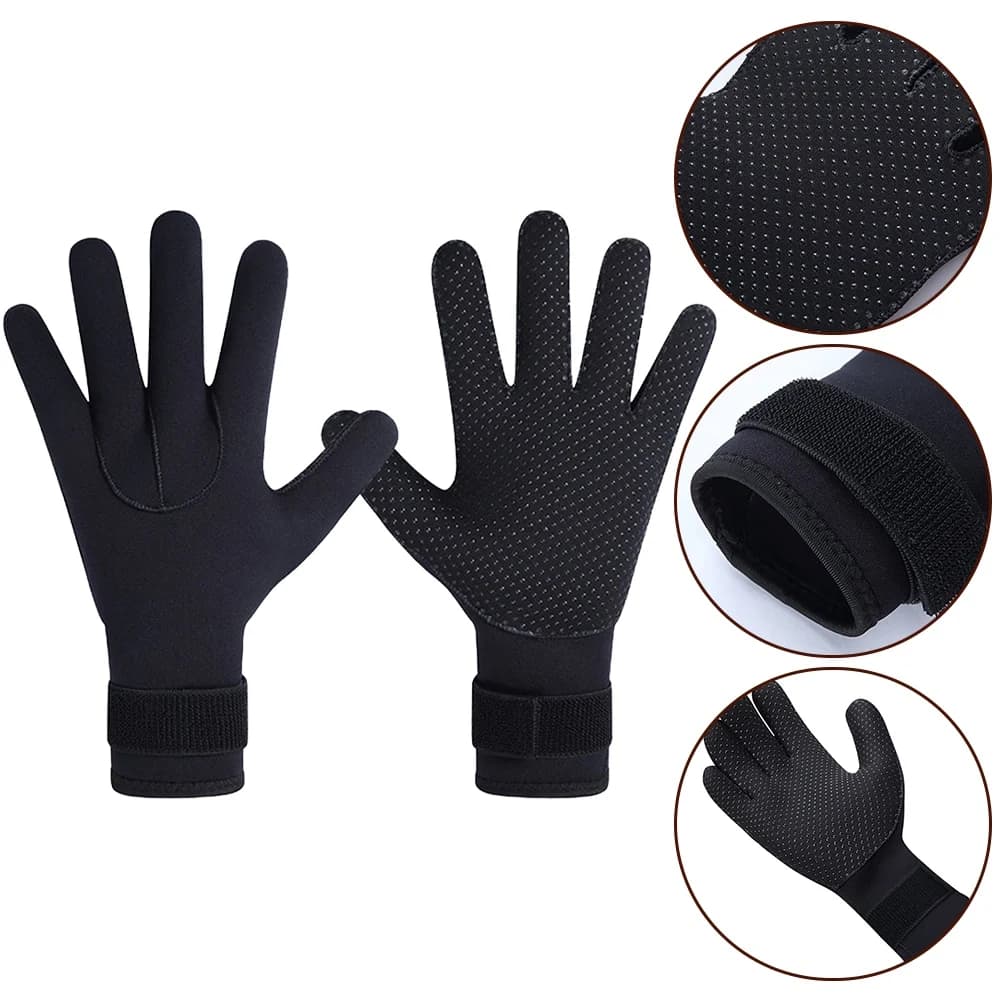 Guanti da immersione in neoprene da 5 mm per uomo con cuciture termosaldate per un maggiore calore durante lo snorkeling, il surf e le operazioni acquatiche
