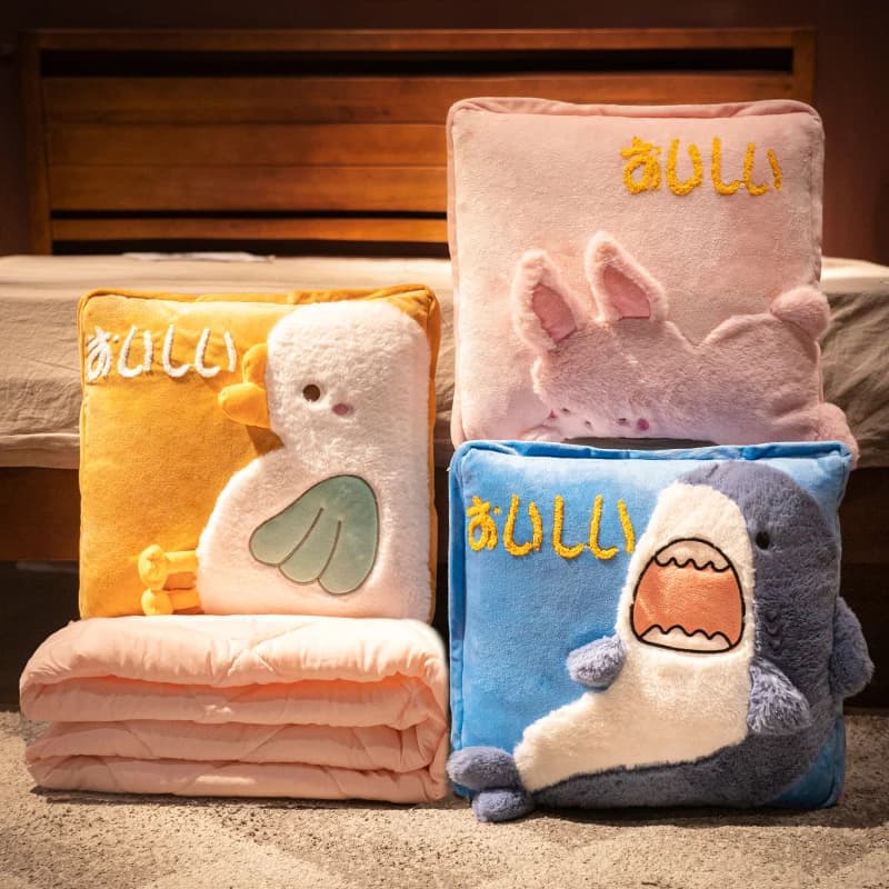 Coperte trapuntate per pisolino con coniglio, divano pieghevole, copertura per pisolino, calde coperte per cuscini da ufficio, trapunta da viaggio portatile, cuscini per abbraccio per auto