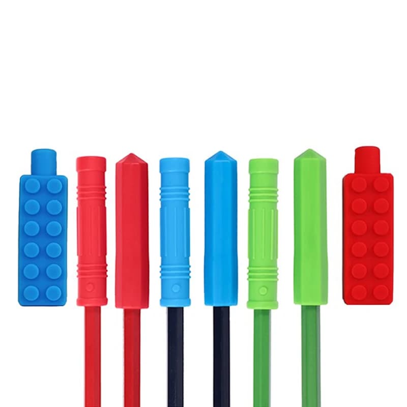 1 pz matita masticabile Topper morso massaggiagengive in silicone tappo a matita giocattolo sensoriale