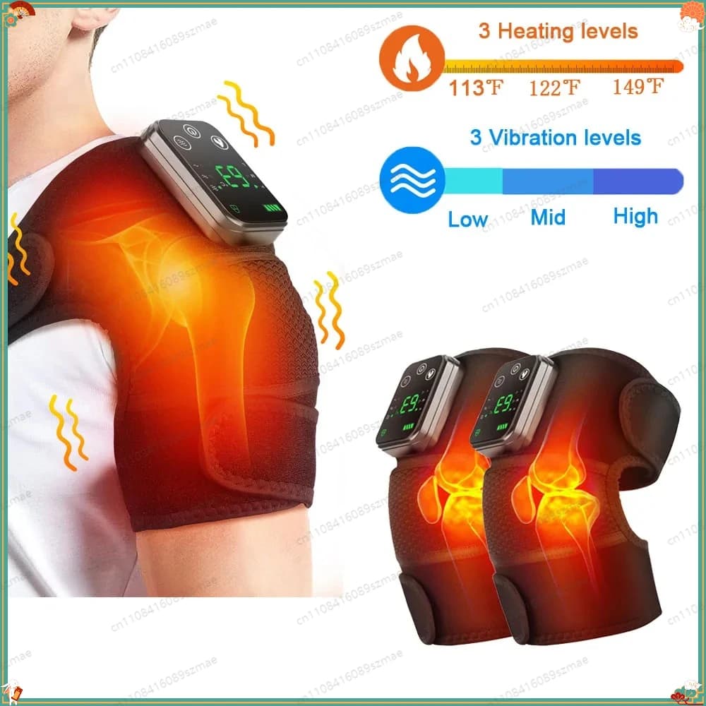 Massaggiatore 3-in-1 Senza Fili per Ginocchia e Spalle per Anziani, Fascia Termica Vibrante per Rilassamento Muscolare
