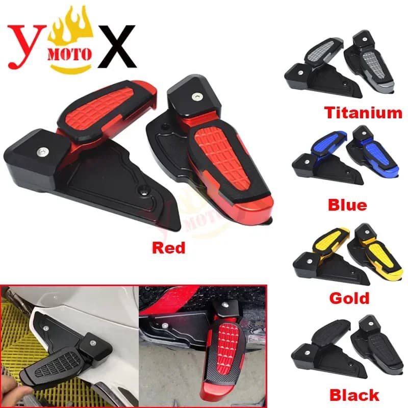5 colori Scooter Bike Pieghevole Passeggero Posteriore Pedale Poggiapiedi Pedana In Lega di CNC Per VESPA Primavera Sprint 150 2018 2017