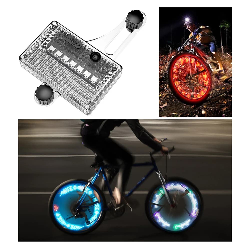 Solar LED Colorful Bike Wheel Light USB Rechargeable Bicycle Spoke Light Smart Sensing Bike Tire Safety Light for Kids Adults