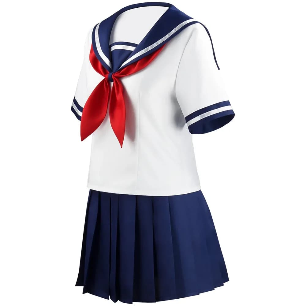 Costume da Cosplay per Ragazza per Festa di Halloween: Gonna da Marinaio Blu Navy, Collant, Scarpe in Pelle Nera, Stile Yandere Simulator Ayano Aishi