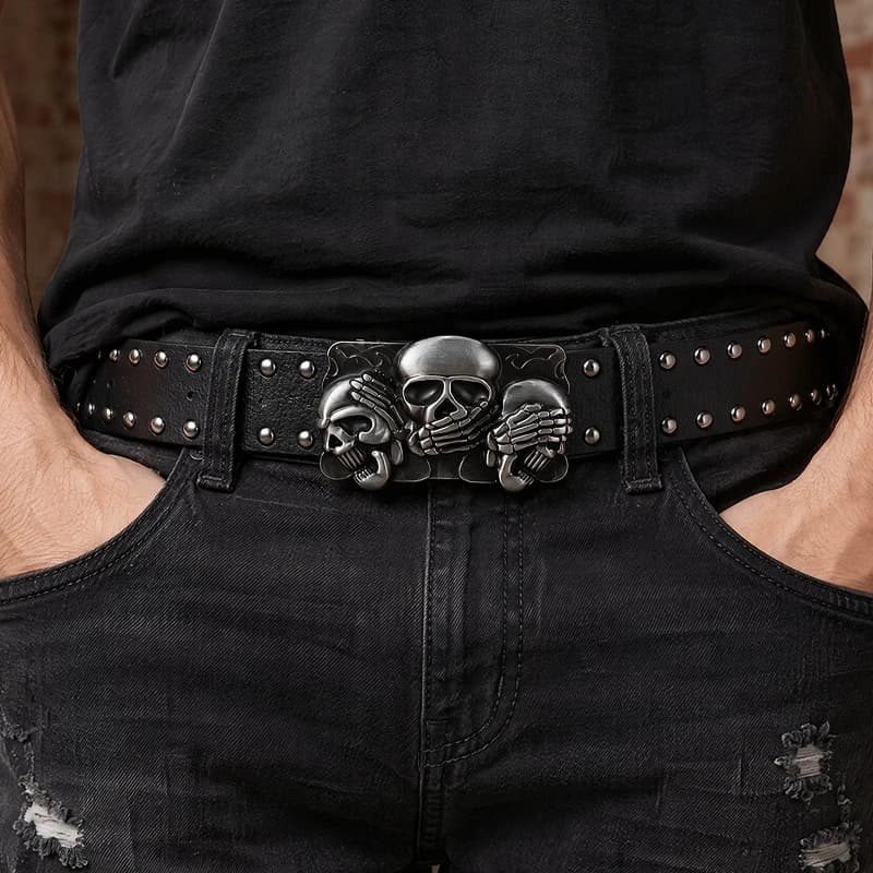 New Women Belt High Quality Luxury Brand Punk Goth Rivet Black Jeans Unisex Men Belt Paw Skull Buckle belt Unisex Waist Belt