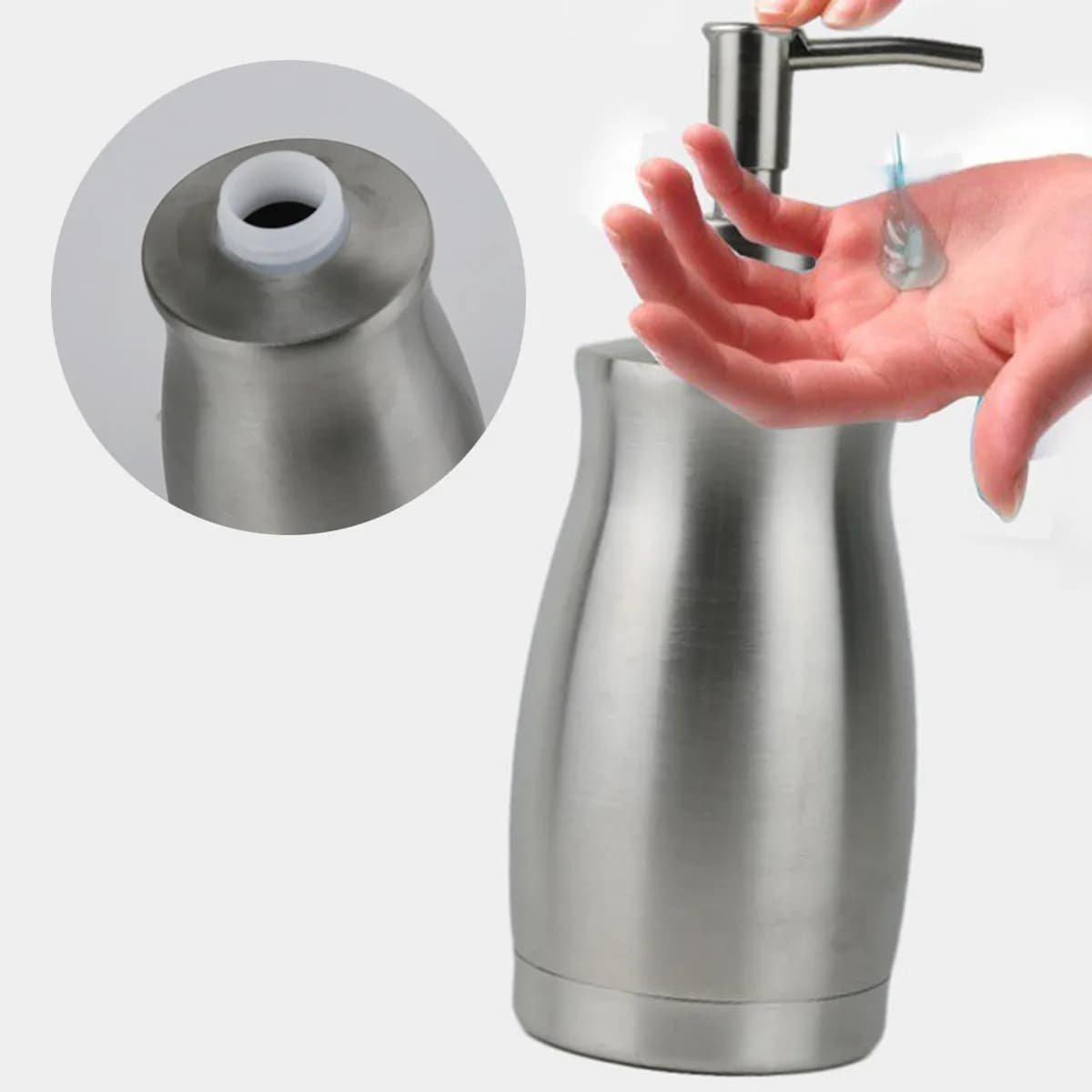 Dispenser di sapone liquido in acciaio inossidabile da 400 ml, flacone con pompa manuale per cucina, bagno, viaggio, ecologico, ricaricabile, per lozione