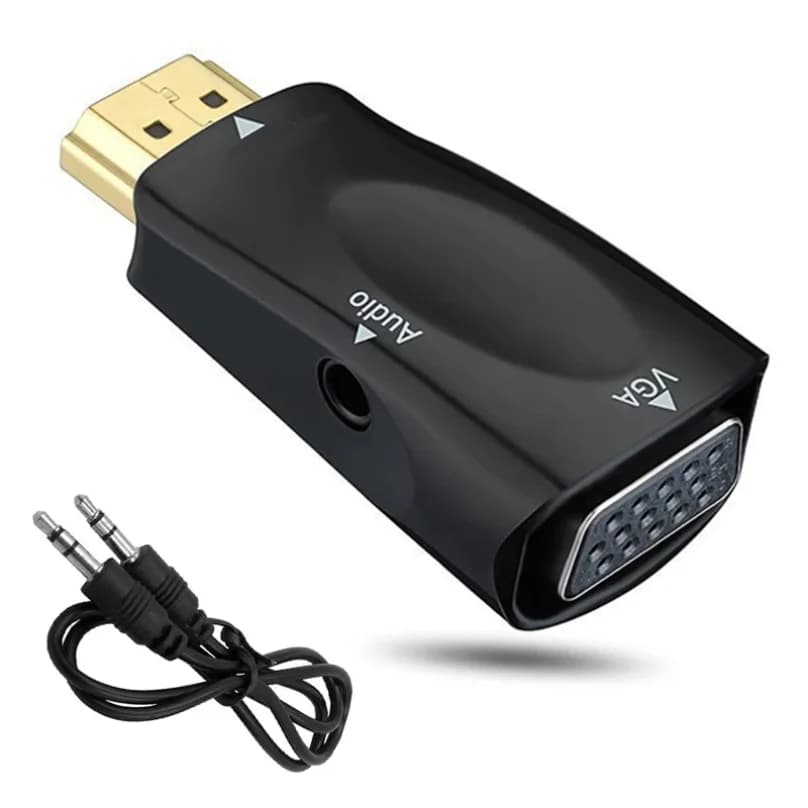 HDMI compatible male to female converter, HDMI to VGA cable converter, 3.5 mm audio jack, 1080P HD for PC, tablet, laptop