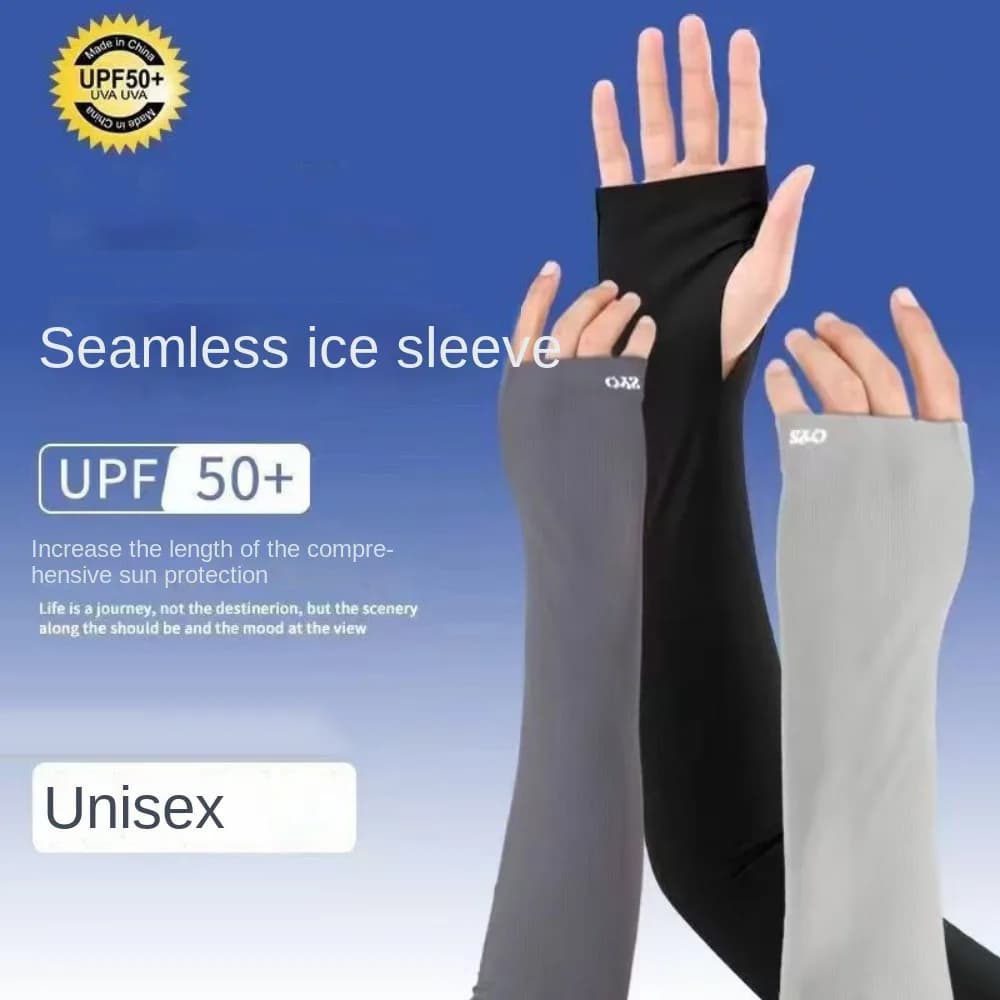 Seamless Ice Silk Sleeves UV Protection Solar Protection Sun sleeves Anti-arm cover UV Outdoor Cycling Gloves