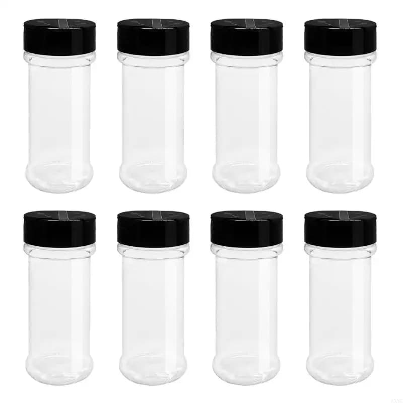 Set axyc 8 eleganti barattoli vuoti del contenitore per spezie in plastica trasparente per condimenti fatti in casa con