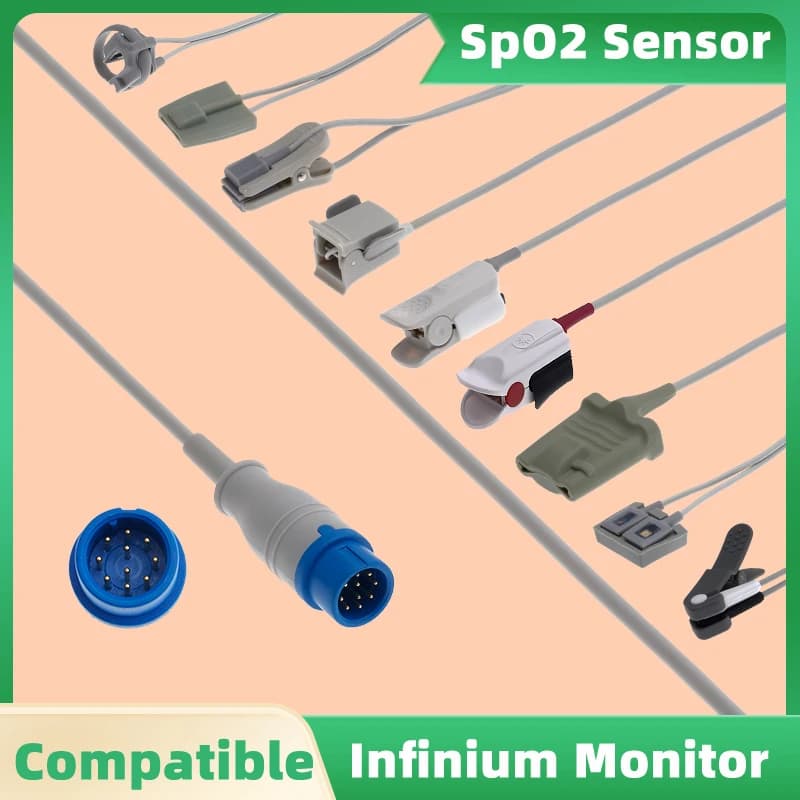 Cavo sensore Spo2 compatibile con Infinium Omni K , II, III, IIK, Express, Cleo MONITOR sonda pulsossimetro cavo ossigeno nel sangue