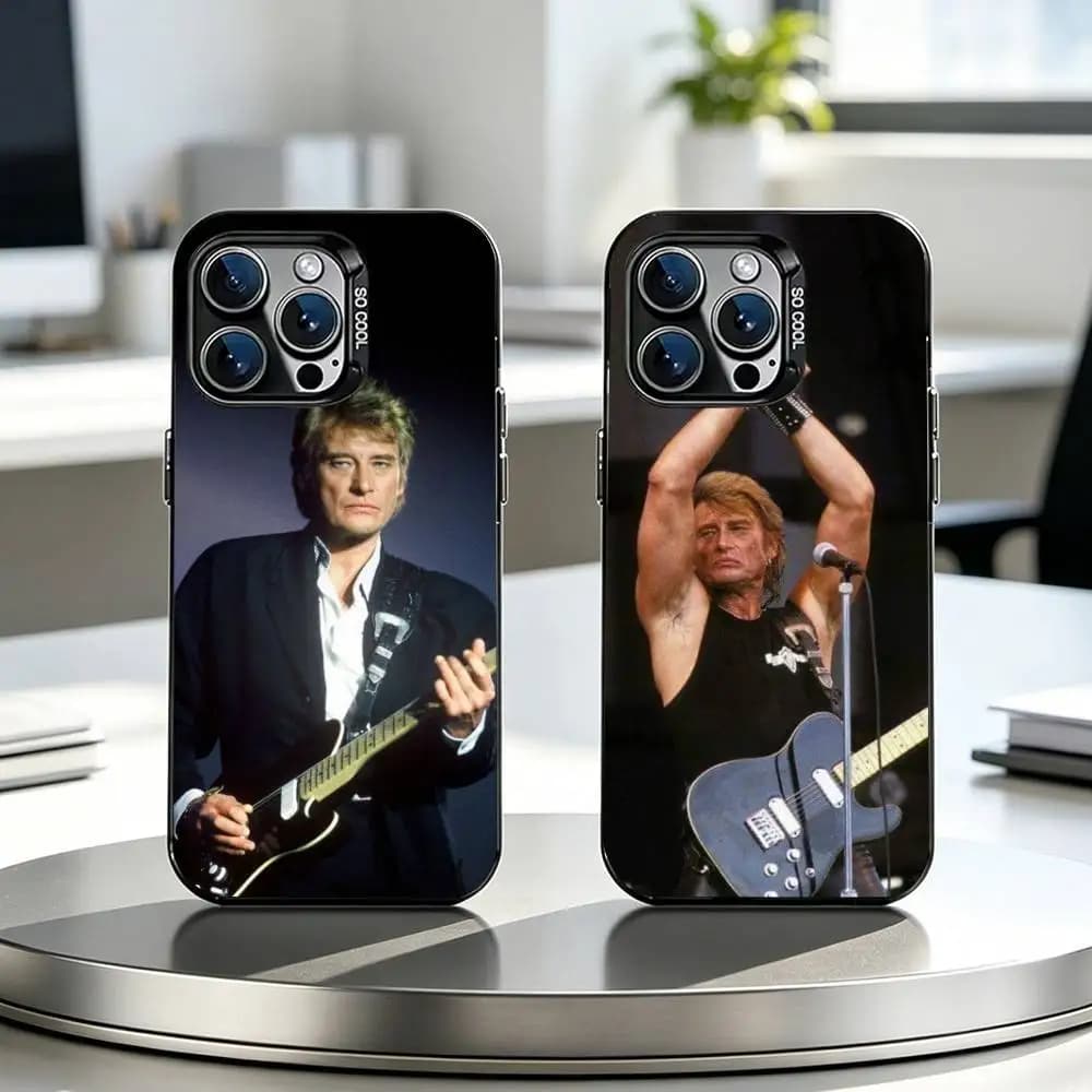 J-Johnny H-Hallyday Singer Phone Case For iPhone 17,16,15,14,13,12,11 Plus,Pro Max,XS,Colorful Silver Black Cover