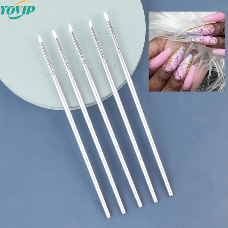 5 pz/set pennello in Silicone Nails Art punteggiatura suggerimenti per la pittura strumenti per Manicure pennelli penna scultura in rilievo Set per intaglio strumenti per pennelli per unghie