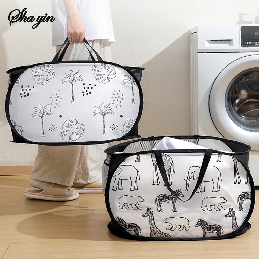 Linen basket with cartoon giraffe Basket for dirty clothes for home Basket for sorting and storage various Organizer for bathroom